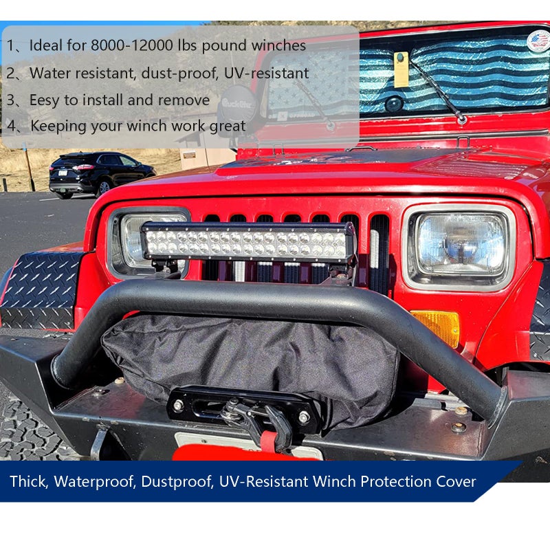 FLYMEI Winch Cover 600D Water Resistant, Dust-Proof, UV-Resistant Winch Protection Cover, Ideal for Electric Winches 8000-12000 lbs - Image 5